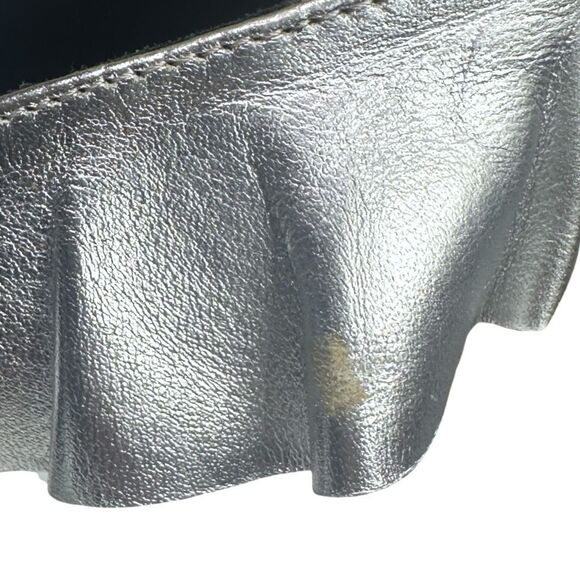 IRO D’Orsay Metallic Silver Ruffled Heels - Size 38 - Picture 9 of 10